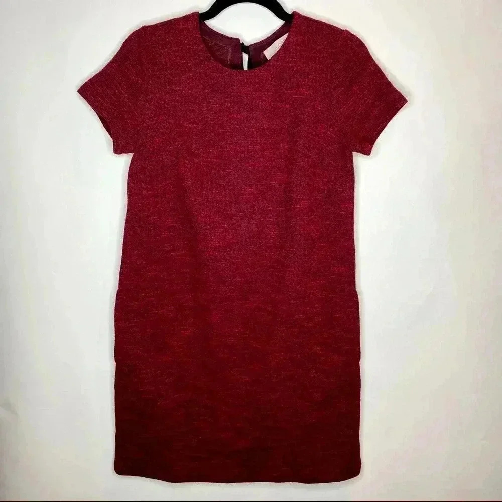 Loft red 🌹 dress with POCKETS and bow back size 4​​